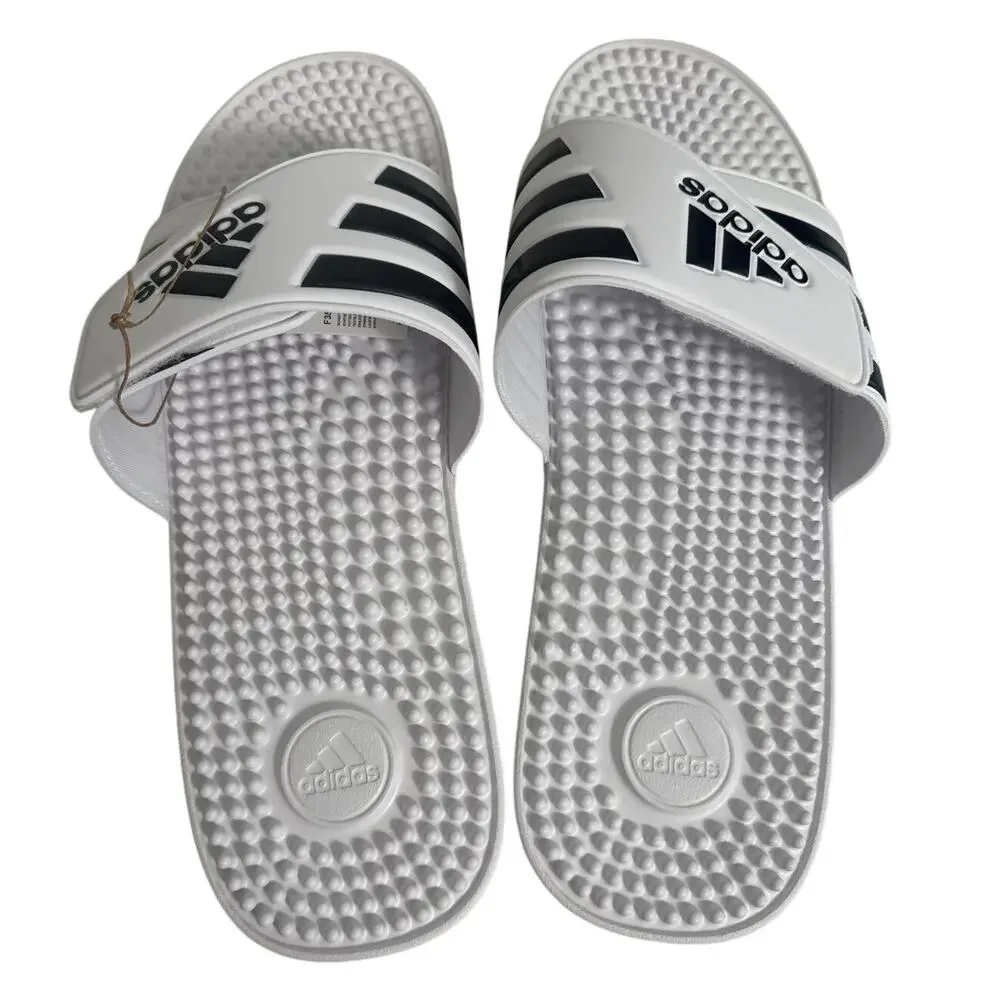 NWB Adidas Adissage Mens White and Black‎ Slide Sandal Size 16